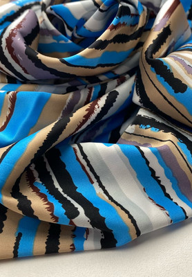 Шелк искусственный Бирюз беж абстракц NICE