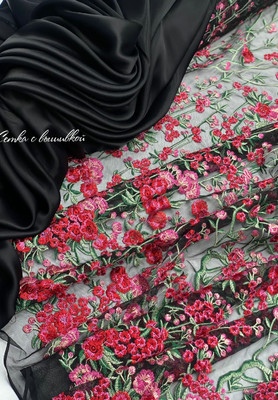 Сетка с вышивкой ЦВЕТЫ Сетка с вышивкой ЦВЕТЫ