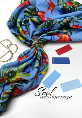 Лён-вискоза SOUL Цветы и папоротник SOUL