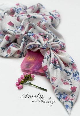 Лён-вискоза AMELY Акварельные цветы AMELY