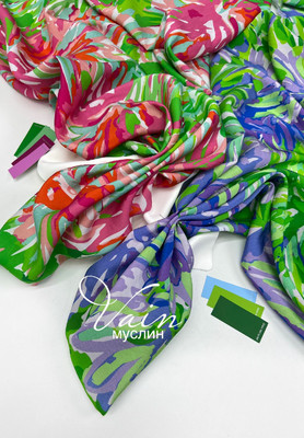 Муслин VAIN Нарисованные астры Принтованный