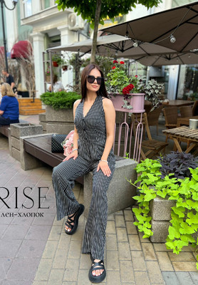 Лён-хлопок RISE Полоска RISE