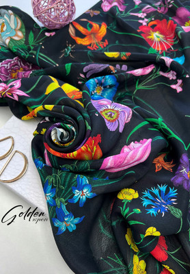 Креп GOLDEN Цветы Плательный