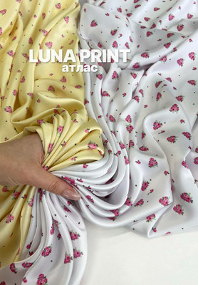 Атлас  LUNA PRINT розовые букетики Атлас