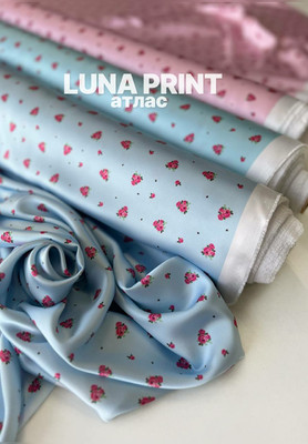 Атлас  LUNA PRINT розовые букетики Эксклюзивно в RUNATEX