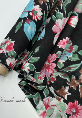 Хлопок-шёлк Цветы Италия