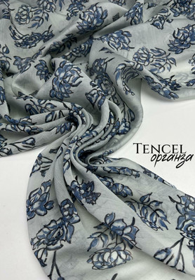 Органза TENCEL Синяя абстракция TENCEL