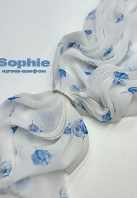 Крэш-шифон SOPHIE Голубые бутоны Крэш-шифон
