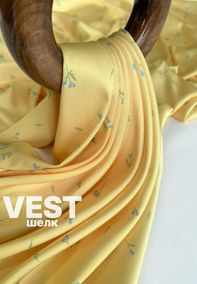 Шелк искусственный VEST Голубые цветочки Шелк искусственный