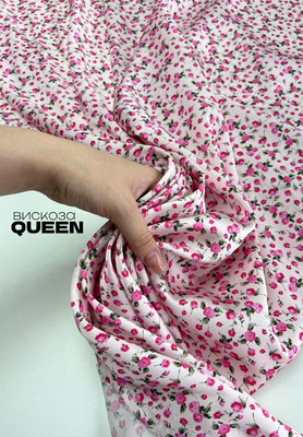 Вискоза QUEEN Мелкие розочки QUEEN