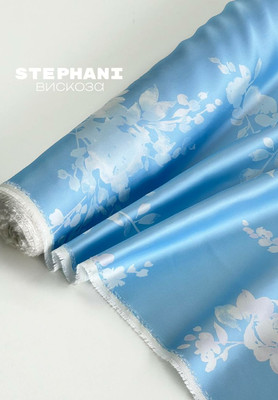 Вискоза STEPHANI Крупные белые силуэты цветов STEPHANI