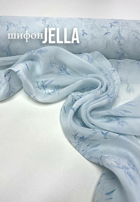 Шифон JELLA Голубые листики JELLA