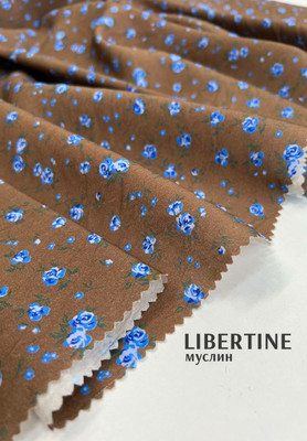 Муслин LIBERTINE Синие розочки LIBERTINE