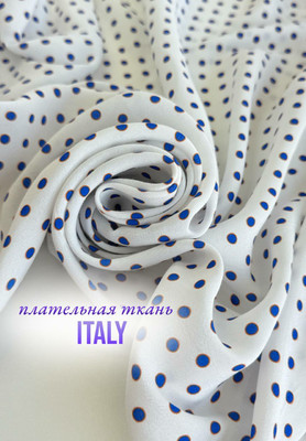 Плательная ткань Синий горошек Магазин тканей RUNA TEX - оптом и в розницу