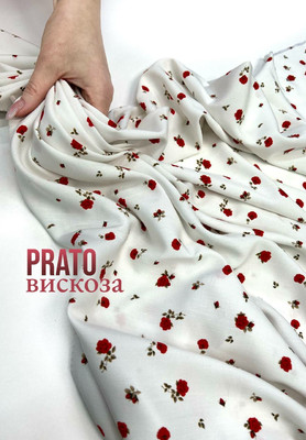 Вискоза PRATO красные бутоны Магазин тканей RUNA TEX - оптом и в розницу