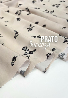 Вискоза PRATO чёрные цветочки Магазин тканей RUNA TEX - оптом и в розницу