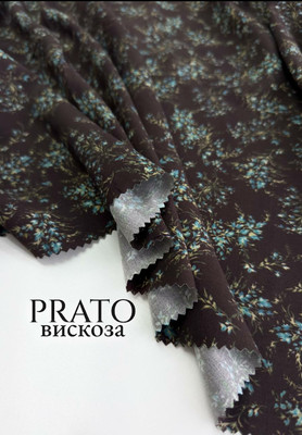 Вискоза PRATO бирюзовые букетики Магазин тканей RUNA TEX - оптом и в розницу