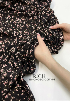 Вискоза сатин RICH Пудровые цветочки Каталог тканей