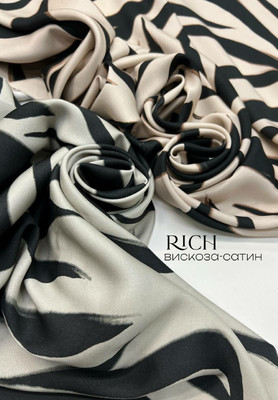 Вискоза сатин RICH Абстрактные волны Магазин тканей RUNA TEX - оптом и в розницу