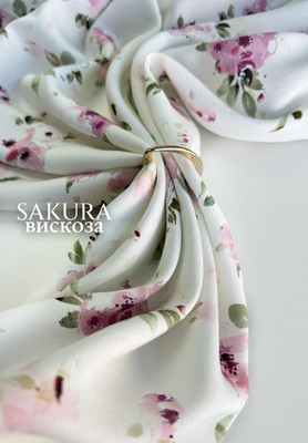 Вискоза SAKURA Крупные бутоны Магазин тканей RUNA TEX - оптом и в розницу