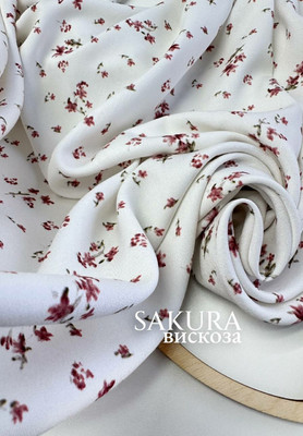 Вискоза SAKURA Пудровые цветочки Магазин тканей RUNA TEX - оптом и в розницу