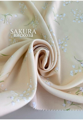 Вискоза SAKURA Ландыши Магазин тканей RUNA TEX - оптом и в розницу