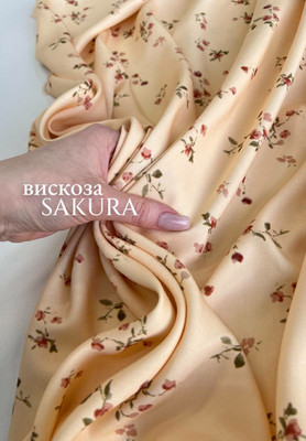 Вискоза SAKURA Цветочки Магазин тканей RUNA TEX - оптом и в розницу