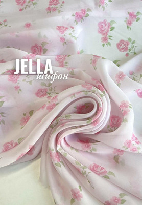 Шифон JELLA Розовые цветочки Магазин тканей RUNA TEX - оптом и в розницу