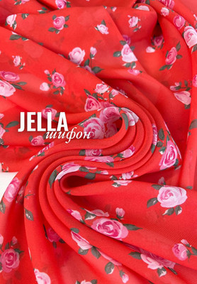 Шифон JELLA Розочки Магазин тканей RUNA TEX - оптом и в розницу