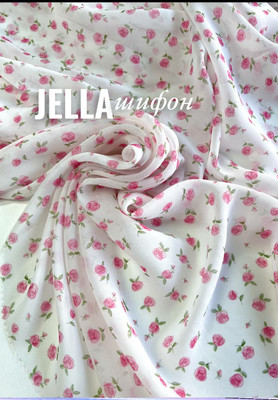 Шифон JELLA Рисунок розочки Магазин тканей RUNA TEX - оптом и в розницу