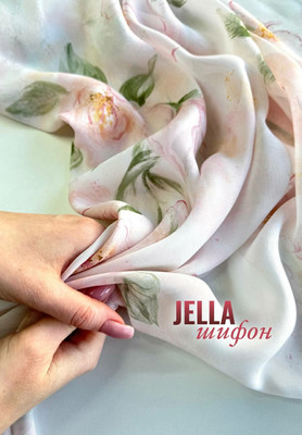 Шифон JELLA крупные пудровые бутоны Шифон