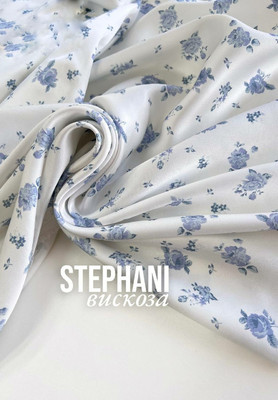 Вискоза STEPHANI голубые розочки Принтованные