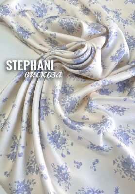 Вискоза STEPHANI голубой букет Магазин тканей RUNA TEX - оптом и в розницу