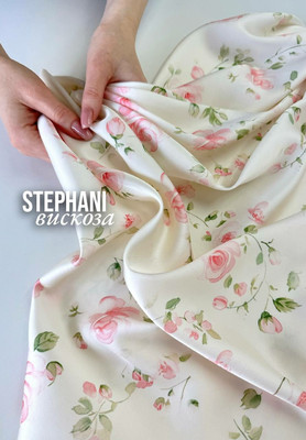 Вискоза STEPHANI Розы и веточки Принтованные