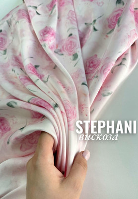 Вискоза STEPHANI розовые цветы Магазин тканей RUNA TEX - оптом и в розницу