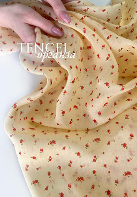 Органза TENCEL красные бутоны Органза