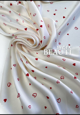 Шелк BEAUTI хаотичные сердечки Магазин тканей RUNA TEX - оптом и в розницу