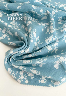 Муслин LIBERTINE белые цветочки Магазин тканей RUNA TEX - оптом и в розницу