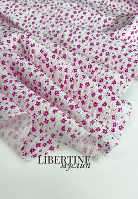 Муслин LIBERTINE мелкий розовый цветочек Магазин тканей RUNA TEX - оптом и в розницу
