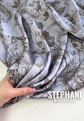 Вискоза STEPHANI серооливковый рисунок Магазин тканей RUNA TEX - оптом и в розницу