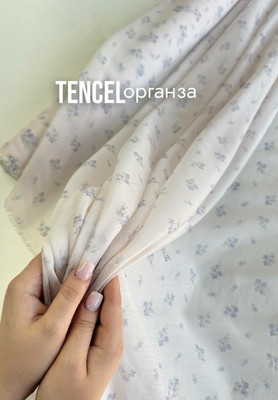 Органза TENCEL сиреневые лютики Магазин тканей RUNA TEX - оптом и в розницу