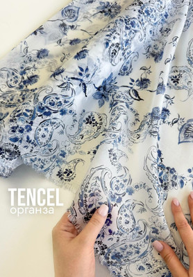 Органза TENCEL пэйсли и цветы Магазин тканей RUNA TEX - оптом и в розницу