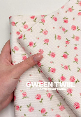 Костюмная ткань GWEN TWILL розочки рисованные GWEN TWILL