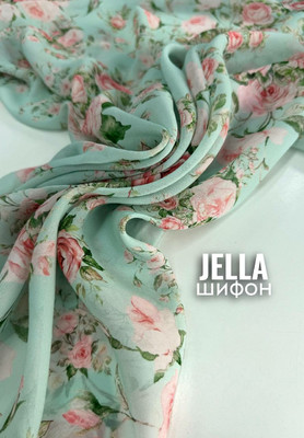 Шифон JELLA Розовые цветы Магазин тканей RUNA TEX - оптом и в розницу