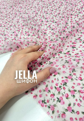 Шифон JELLA Мелкие розочки Магазин тканей RUNA TEX - оптом и в розницу