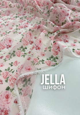 Шифон JELLA Пудровые цветы Магазин тканей RUNA TEX - оптом и в розницу