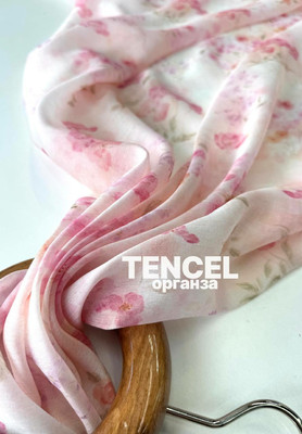 Органза TENCEL Розовые цветочки Молния #8/НР 100см