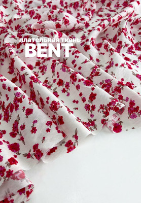 Плательная ткань BENT алые цветочки BENT
