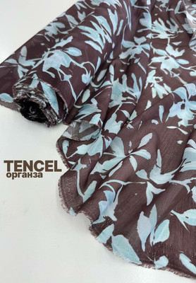 Органза TENCEL мятные цветы Магазин тканей RUNA TEX - оптом и в розницу