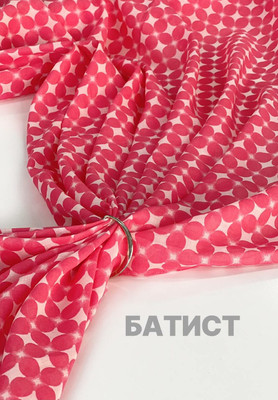 Батист розовые лепестки Принтованный